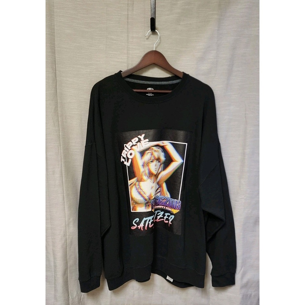 Women Freezing Vibration Satellizer Tripple Love Black Graphic Sweatshirt 4XL